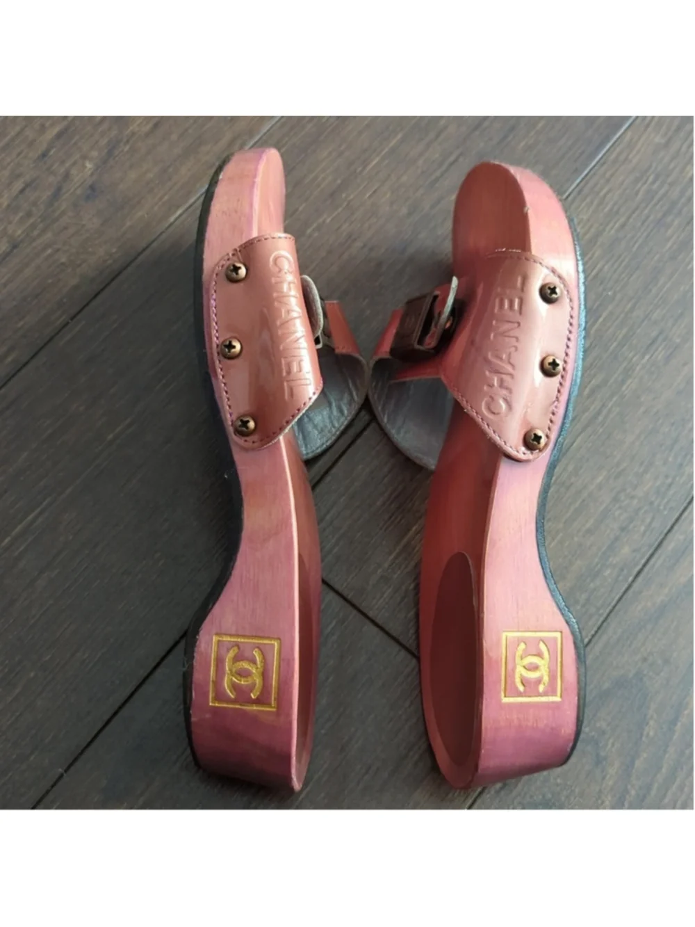 CHANEL Vintage Interlocking CC Logo Clogs